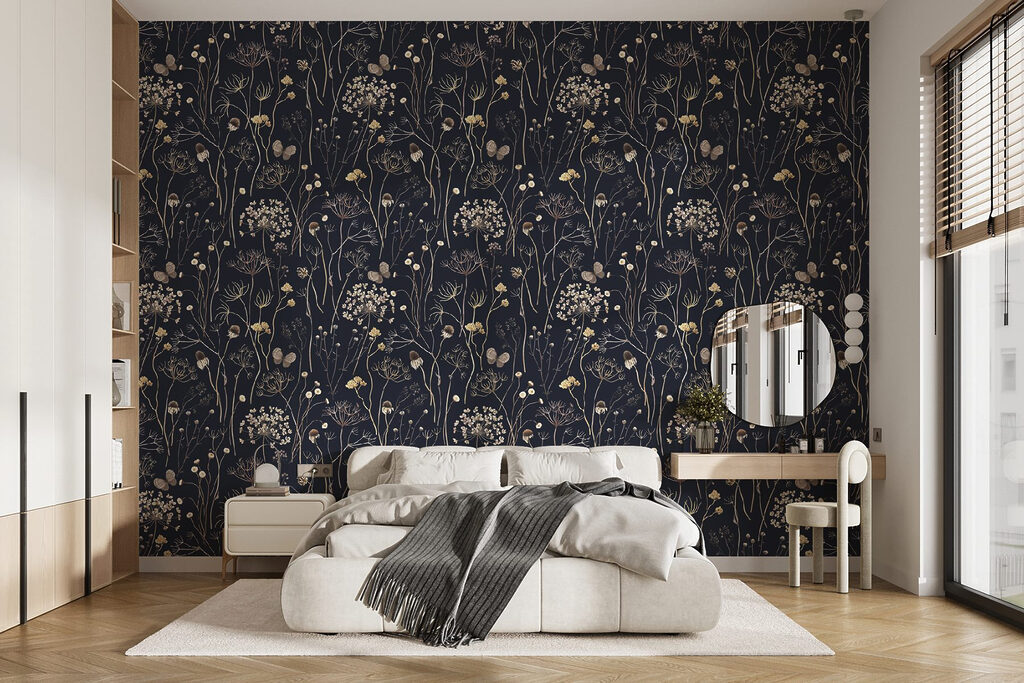 Pattern of flowers on a black background Pattern of flowers on a black background