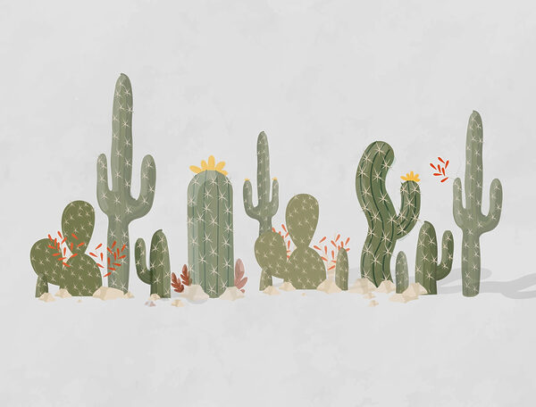 Groupe de cactus en rangée Groupe de cactus en rangée