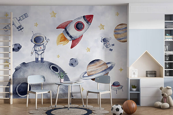 Watercolor of space objects Watercolor of space objects