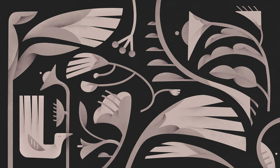 Motif floral noir et blanc
