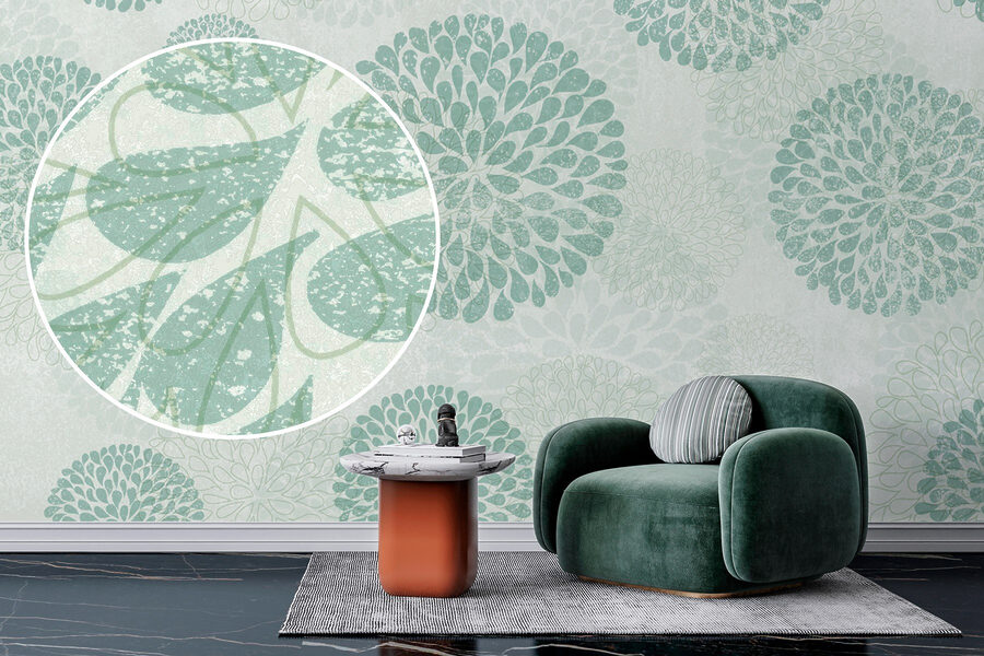Papier peint avec des cercles et des fleurs
