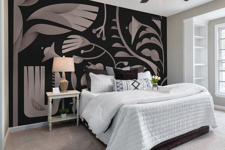 Motif floral noir et blanc