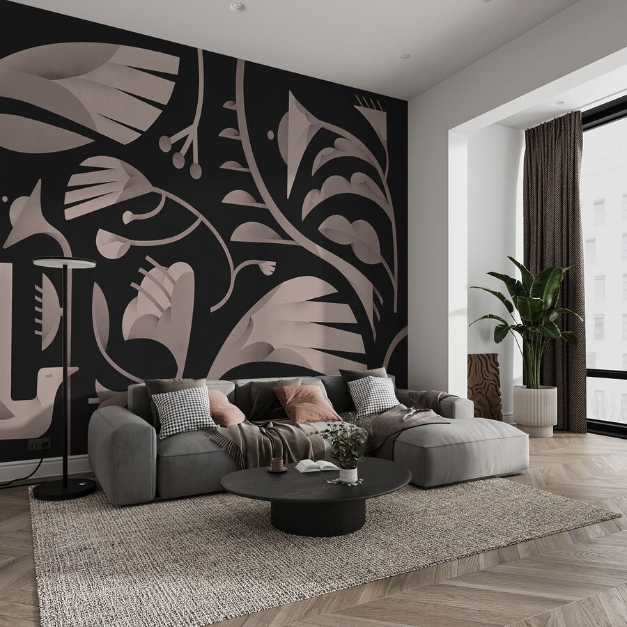 Motif floral noir et blanc