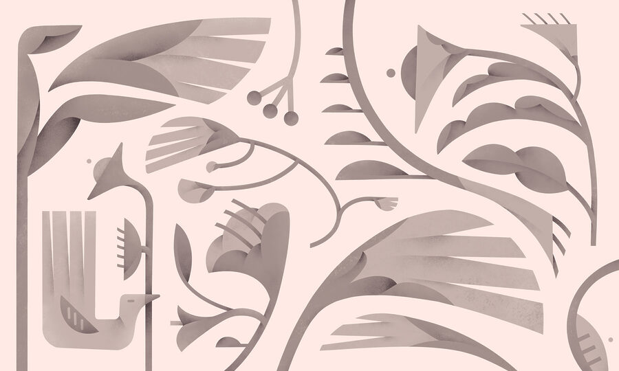 Motifs floraux dans des tons doux.