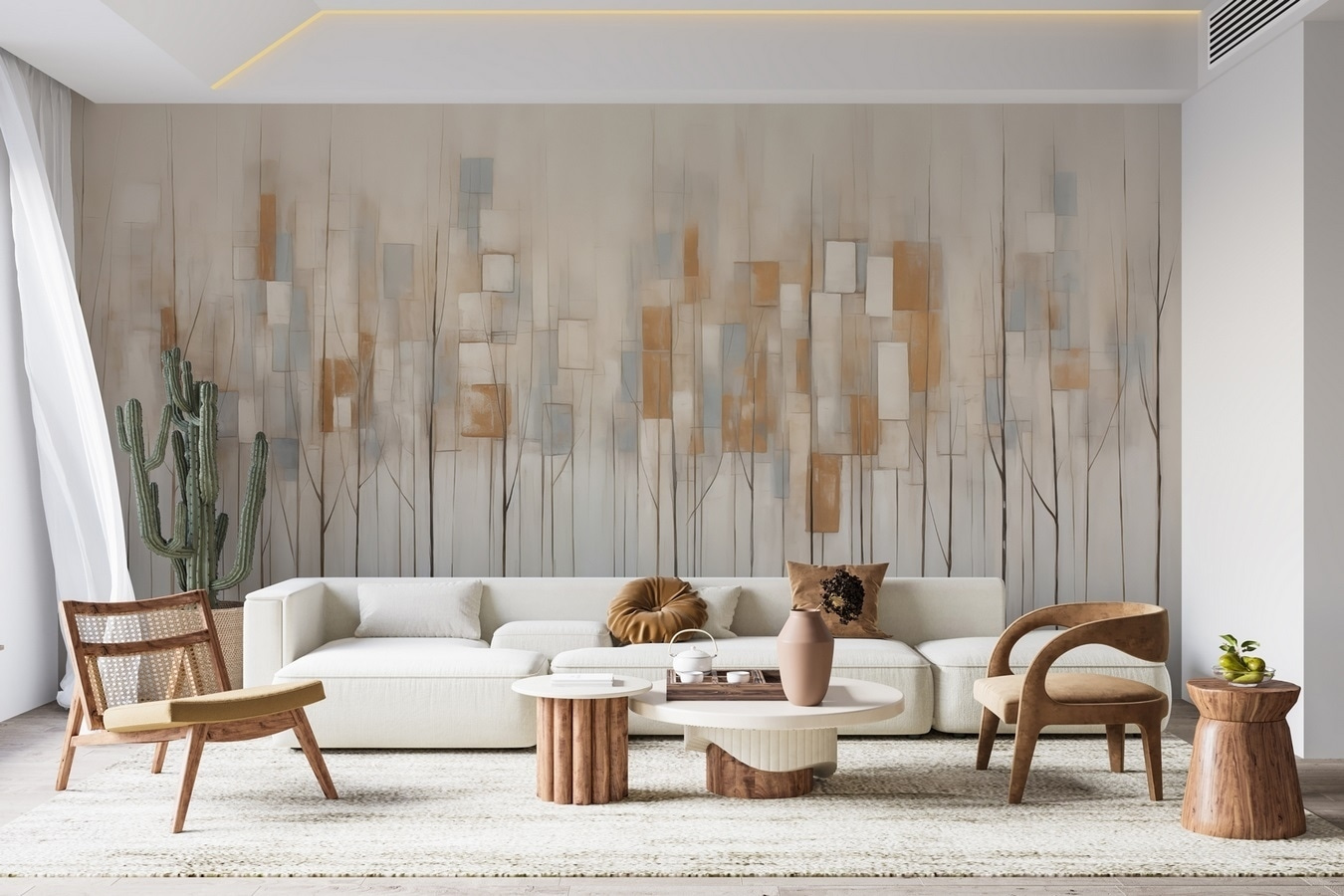 Painting of trees with squares