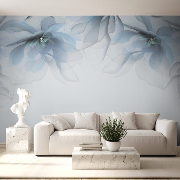 Groupe de fleurs avec des fleurs blanches et bleues Groupe de fleurs avec des fleurs blanches et bleues