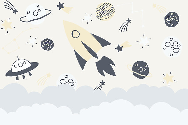 Fusée et planètes dans l'espace Fusée et planètes dans l'espace