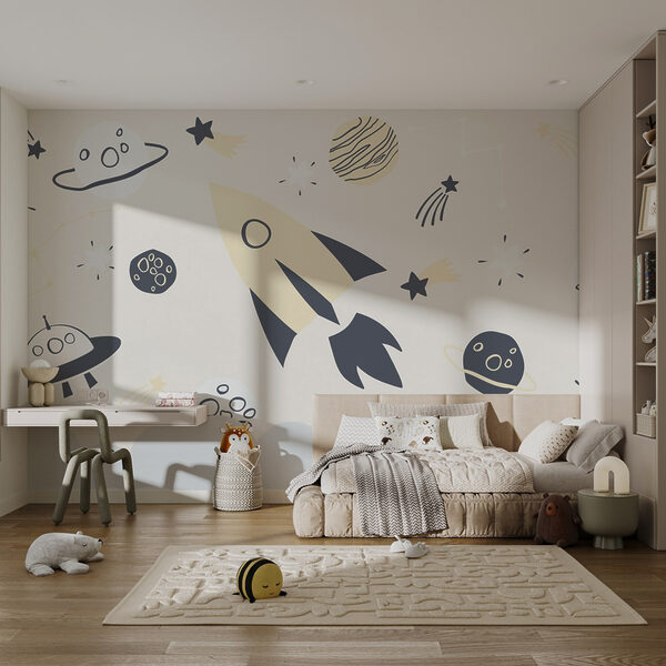 Fusée et planètes dans l'espace Fusée et planètes dans l'espace