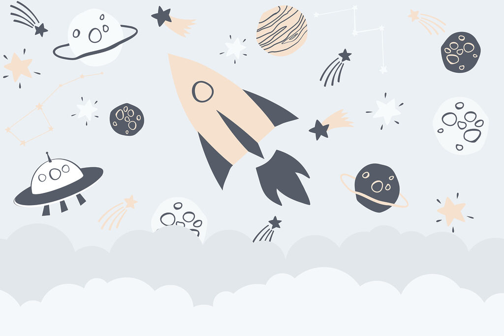 Fusée et planètes dans l'espace Fusée et planètes dans l'espace