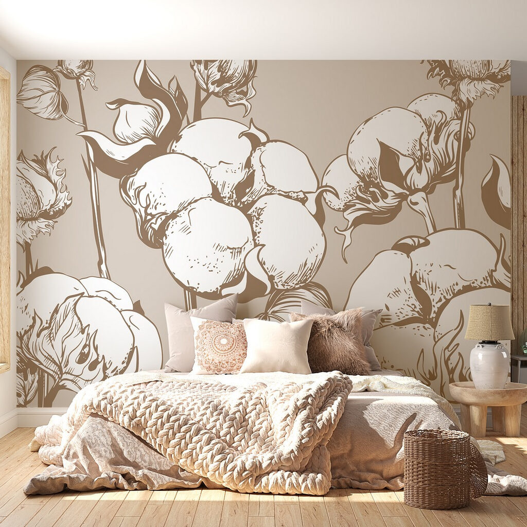 Cotton plants in soft hues