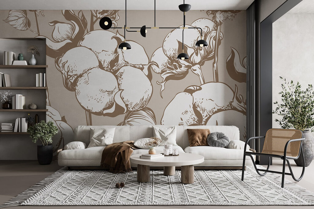 Cotton plants in soft hues
