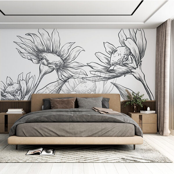 Dessin de fleurs avec des feuilles Dessin de fleurs avec des feuilles