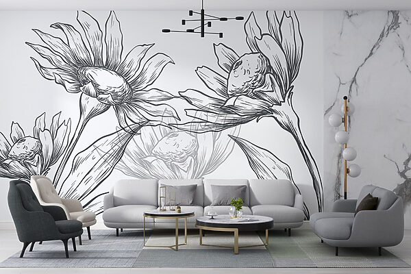 Dessin de fleurs avec des feuilles Dessin de fleurs avec des feuilles