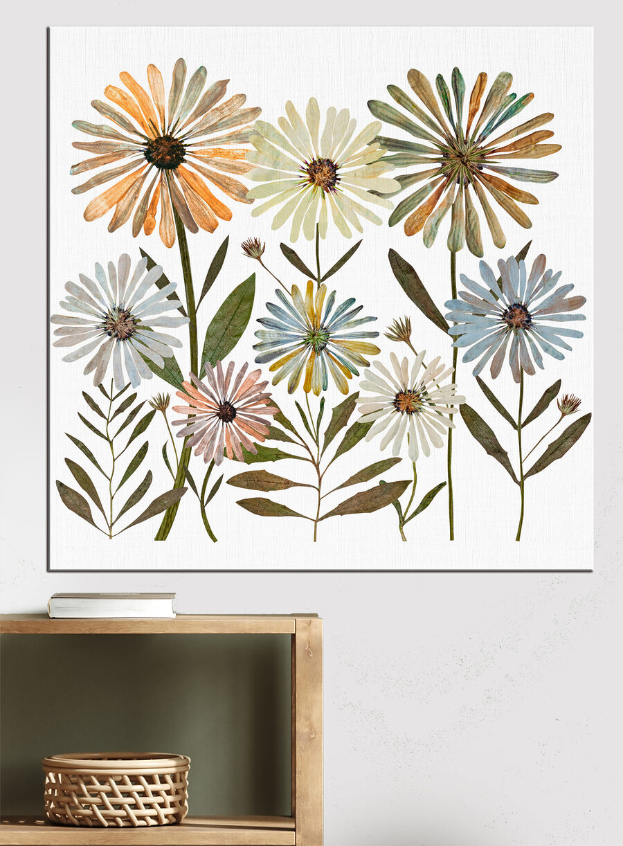 Groupe de fleurs avec feuilles