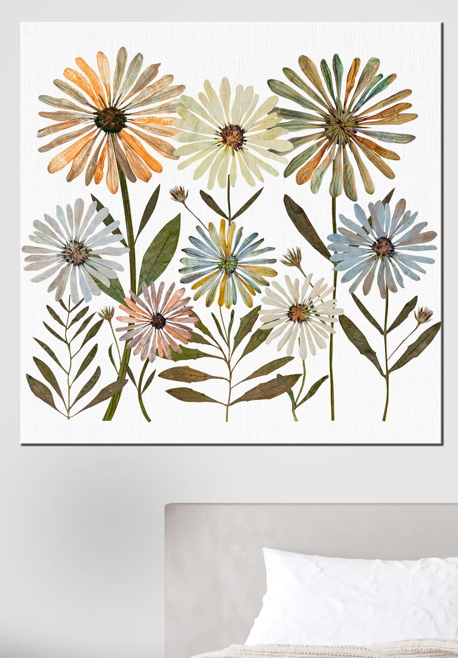 Groupe de fleurs avec feuilles
