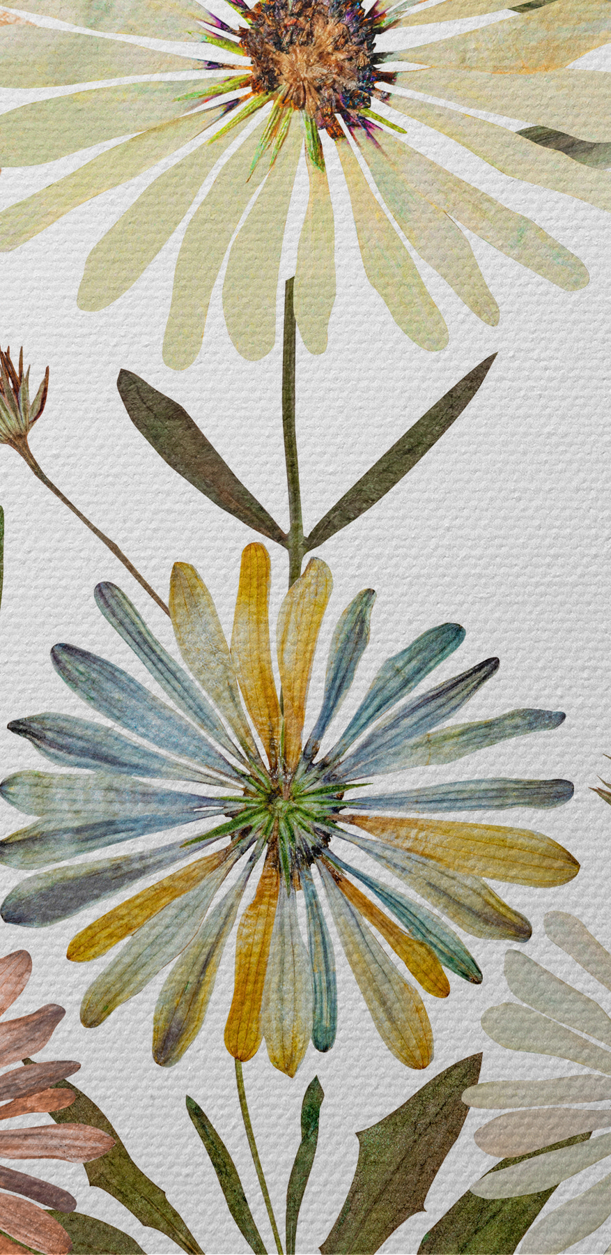 Groupe de fleurs avec feuilles