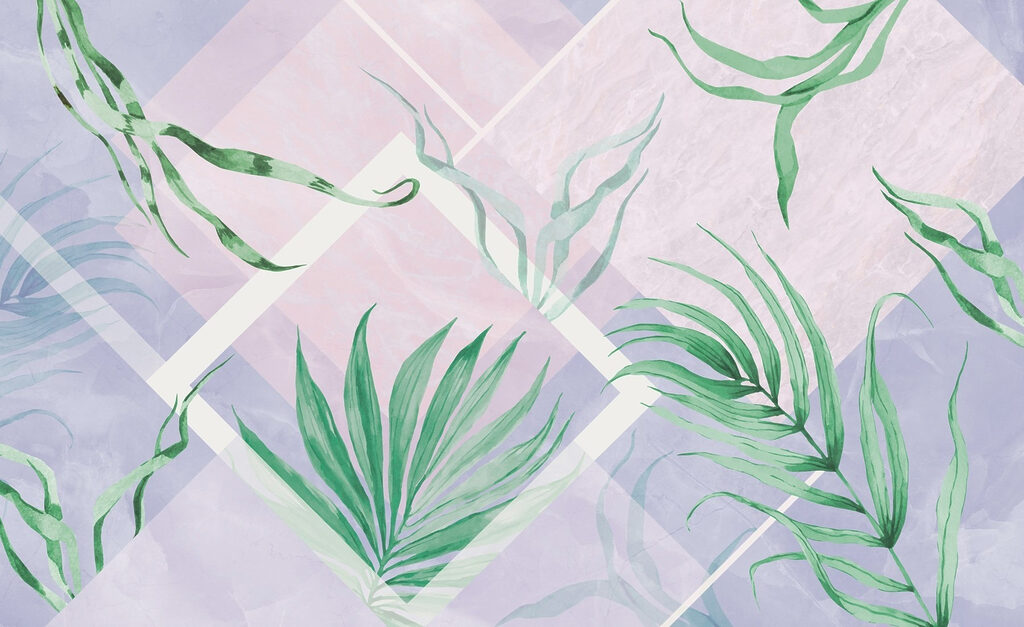 Feuilles luxuriantes sur fond pastel Feuilles luxuriantes sur fond pastel