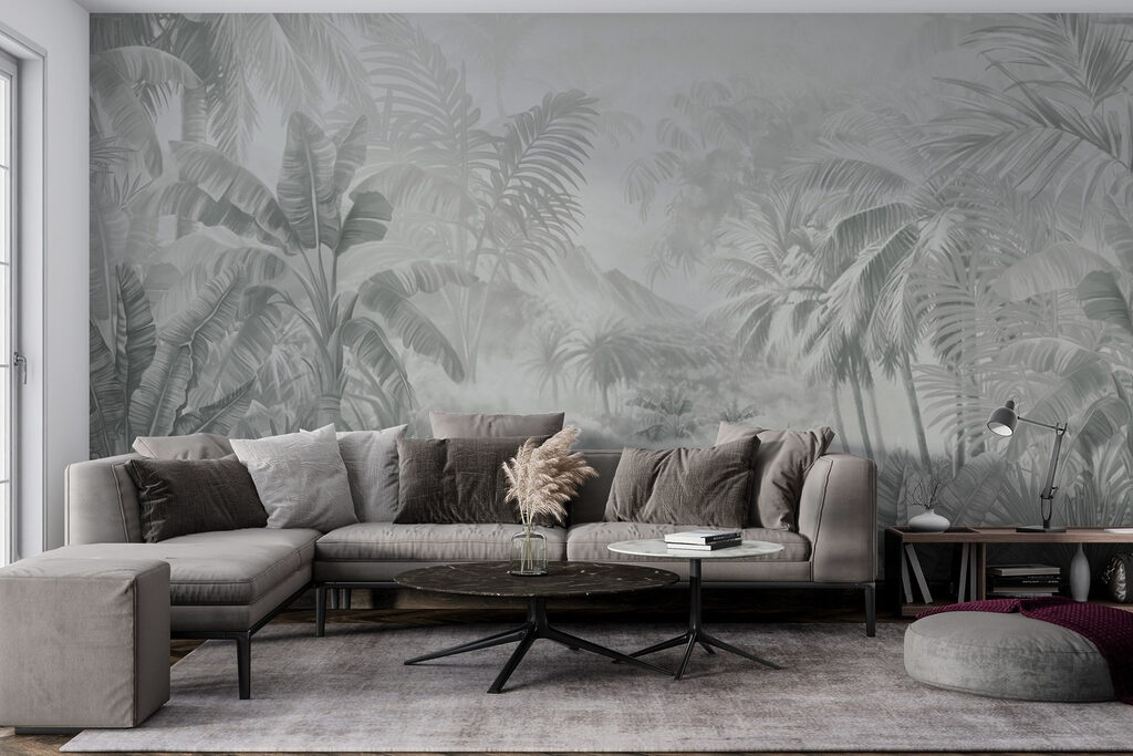 Greyscale image of a tropical forest Greyscale image of a tropical forest