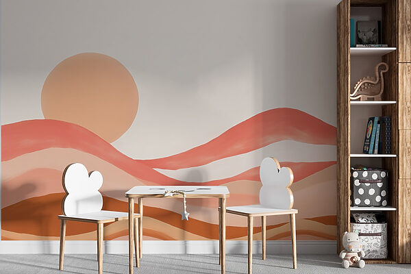 Papier peint Peinture d'un désert avec un soleil (UGS : w02076) Papier peint Papier peint Peinture d'un désert avec un soleil (UGS : w02076)