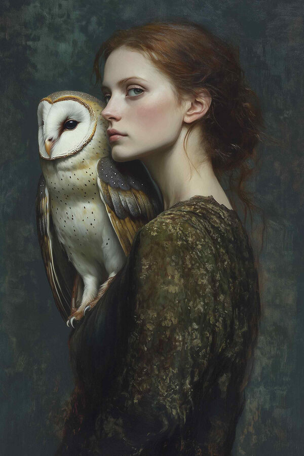 Femme tenant un hibou Femme tenant un hibou