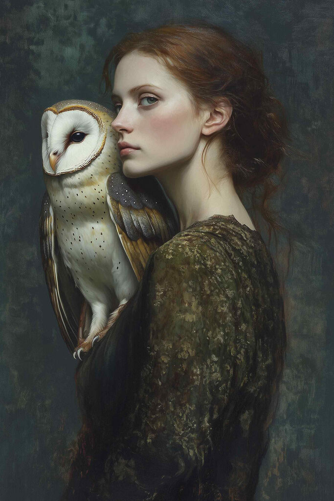 Woman holding an owl Woman holding an owl