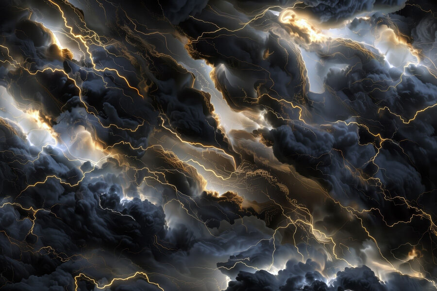 Nuages noirs avec éclairs