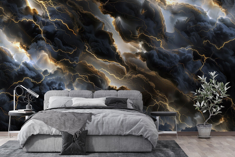 Nuages noirs avec éclairs