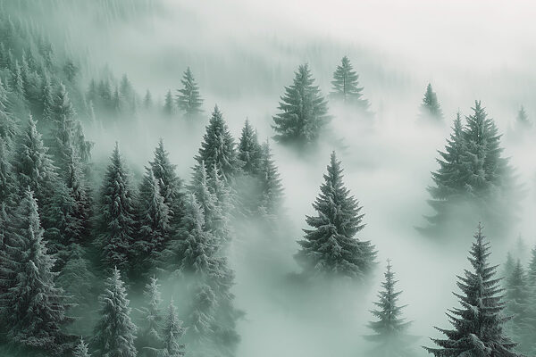 Groupe d'arbres dans le brouillard Groupe d'arbres dans le brouillard