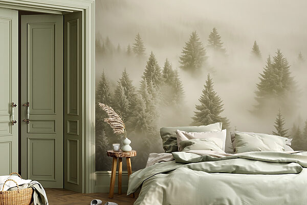 Groupe d'arbres dans le brouillard Groupe d'arbres dans le brouillard
