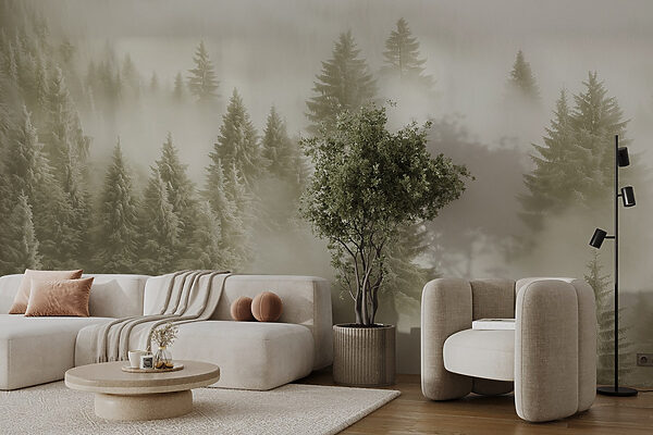 Groupe d'arbres dans le brouillard Groupe d'arbres dans le brouillard