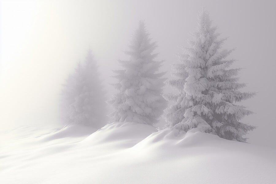 Groupe d'arbres recouverts de neige