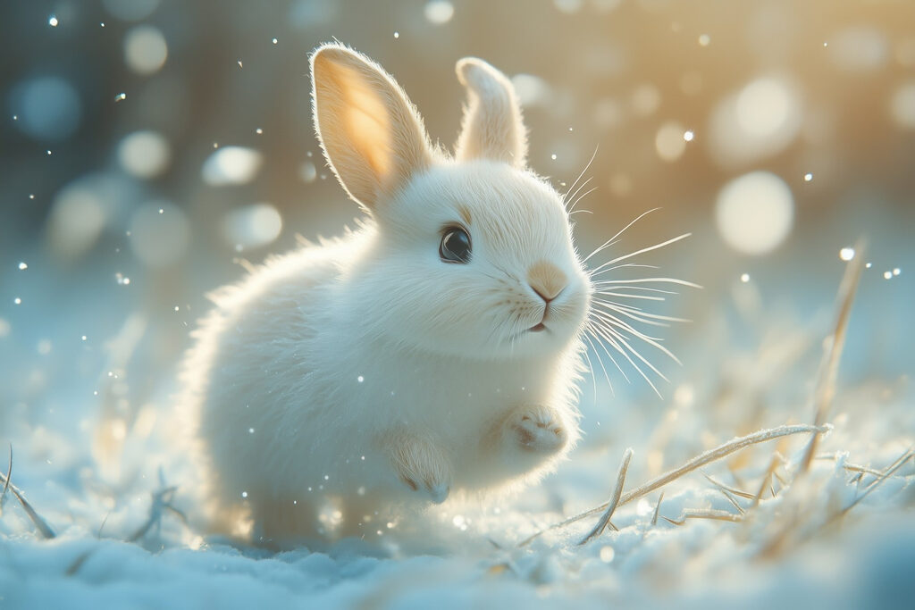 Lapin blanc dans la neige Lapin blanc dans la neige