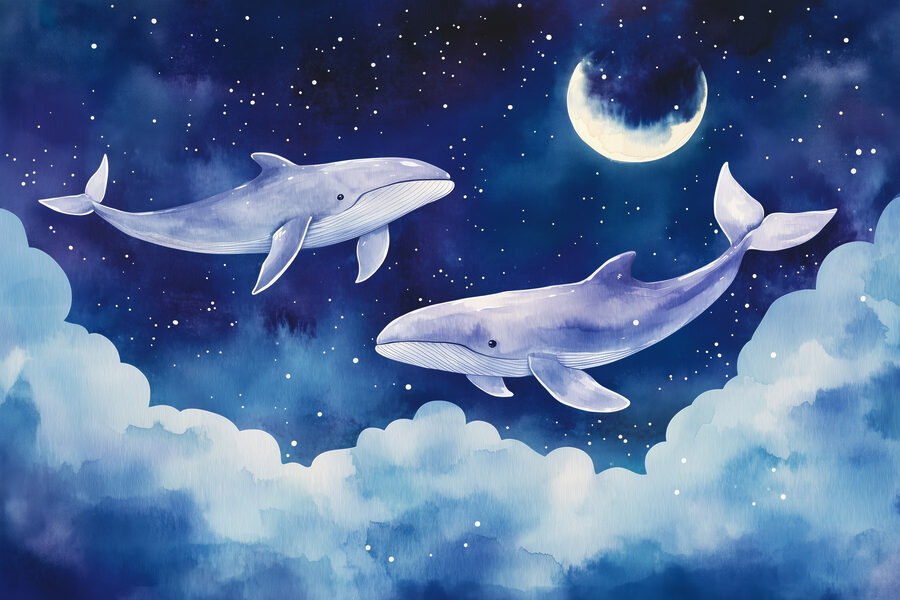 Deux baleines dans le ciel