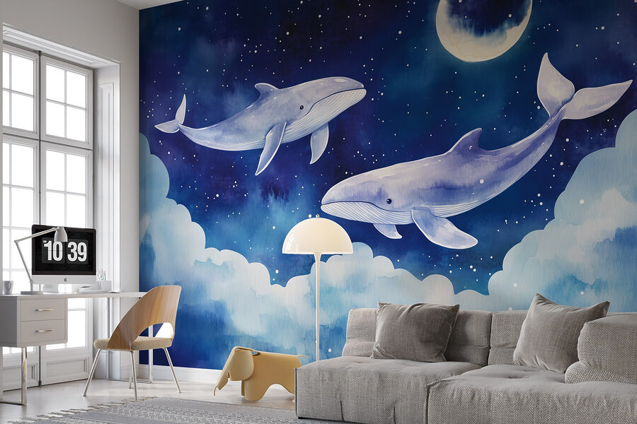 Deux baleines dans le ciel