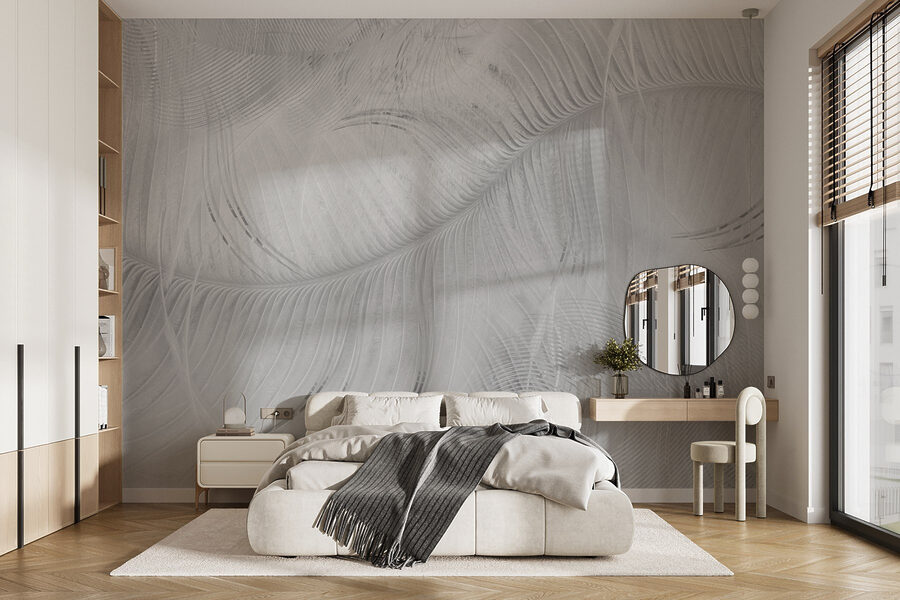 Motif de plumes blanches sur une surface blanche