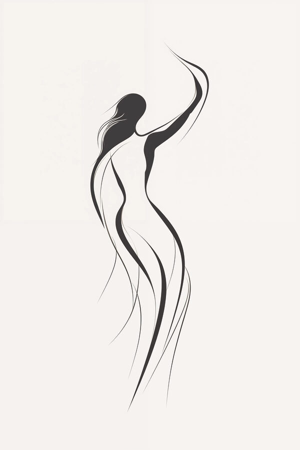 Dessin en noir et blanc d'une femme Dessin en noir et blanc d'une femme