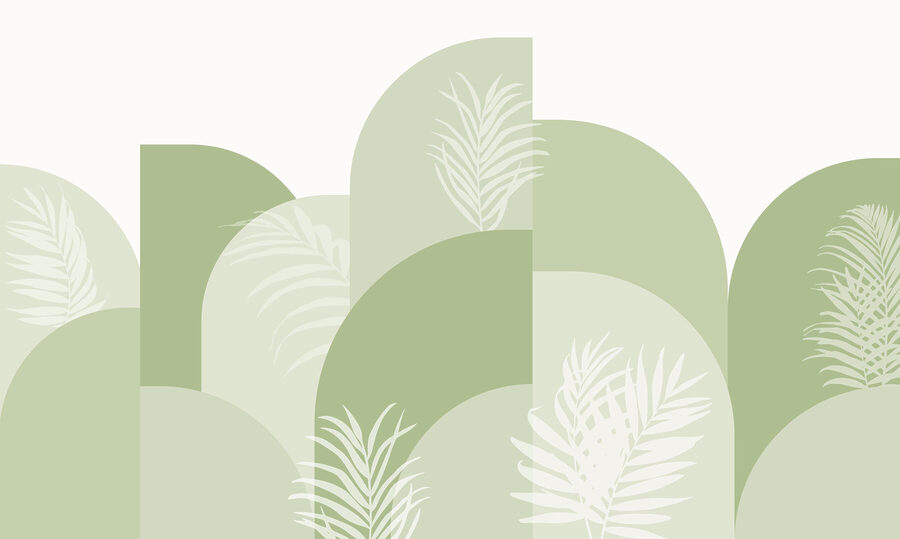 Fond vert et blanc avec des feuilles blanches
