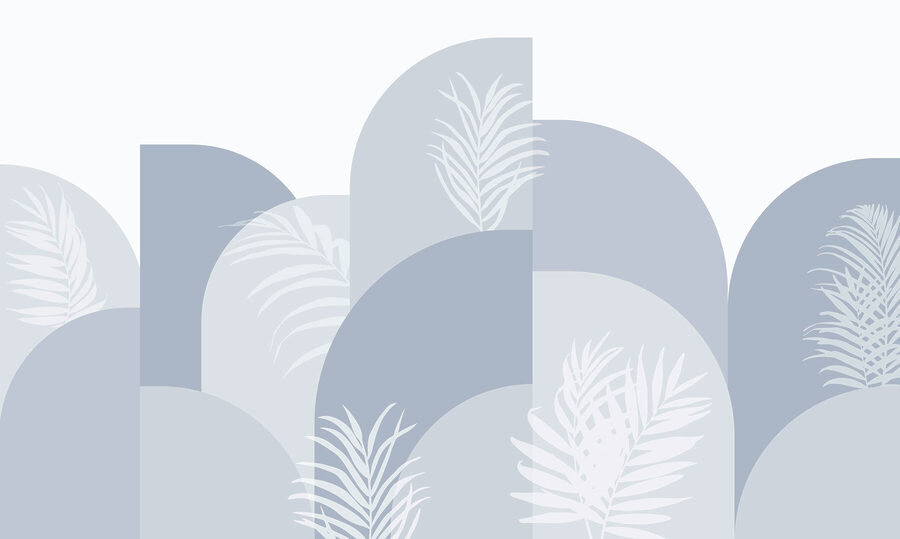 Feuilles blanches sur fond bleu