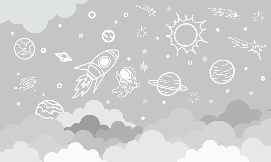 Scène spatiale avec nuages et étoiles Scène spatiale avec nuages et étoiles