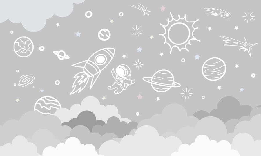 Scène spatiale avec nuages et étoiles