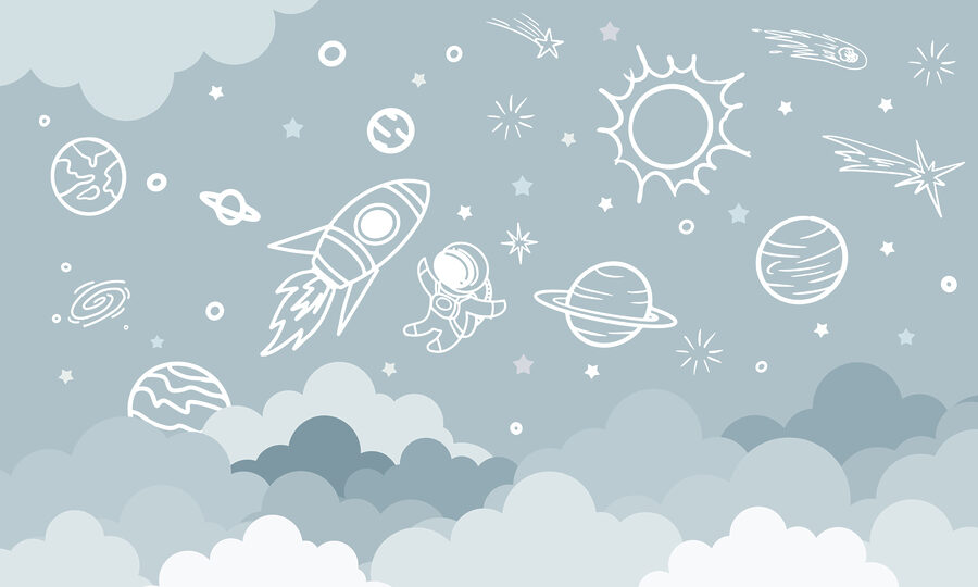 Scène spatiale avec nuages et étoiles Scène spatiale avec nuages et étoiles