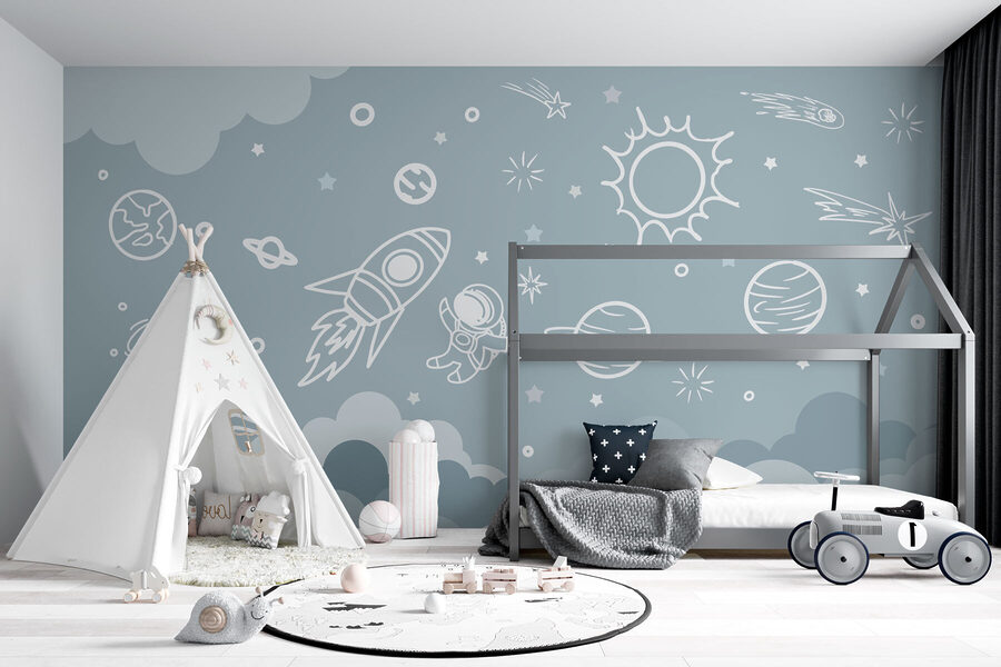 Scène spatiale avec nuages et étoiles Scène spatiale avec nuages et étoiles