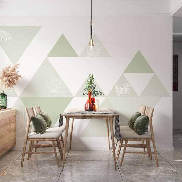 Triangles blancs et verts avec un motif de feuilles Triangles blancs et verts avec un motif de feuilles