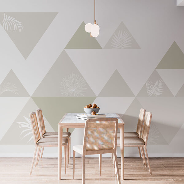 Triangles blancs et gris avec feuilles Triangles blancs et gris avec feuilles
