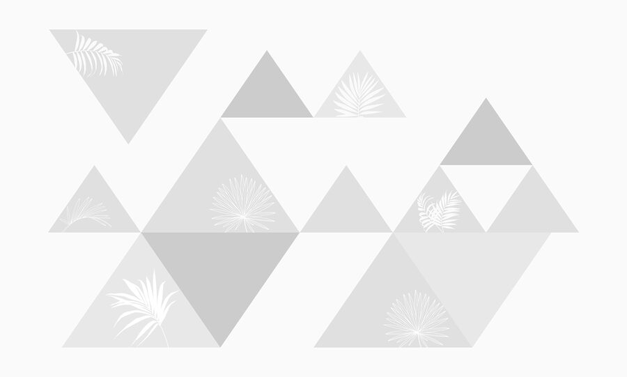 Triangles blancs et gris avec un motif de feuilles