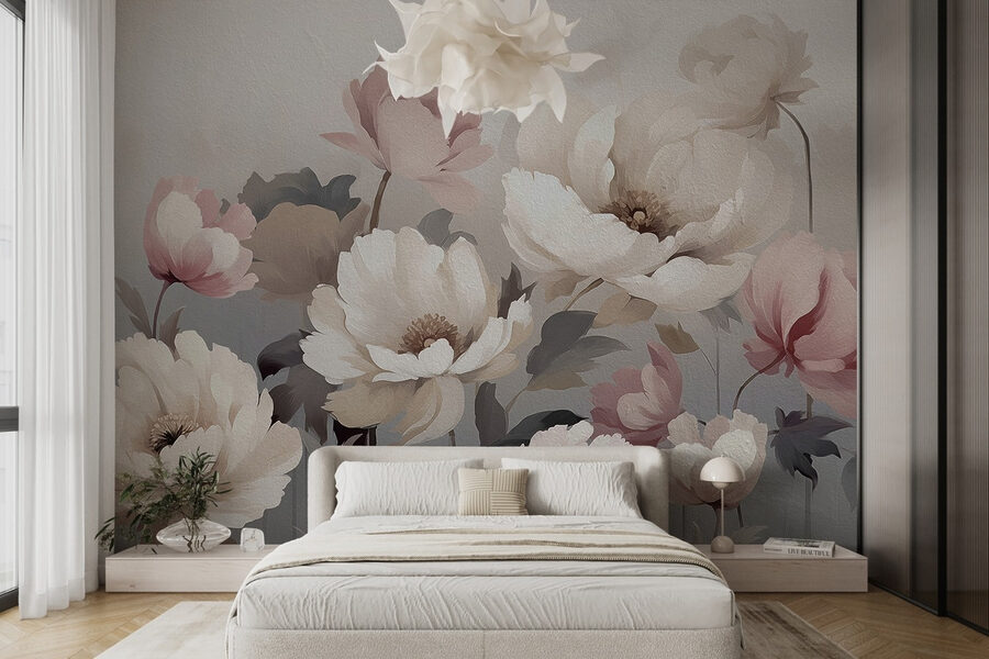 Peinture de fleurs sur un mur