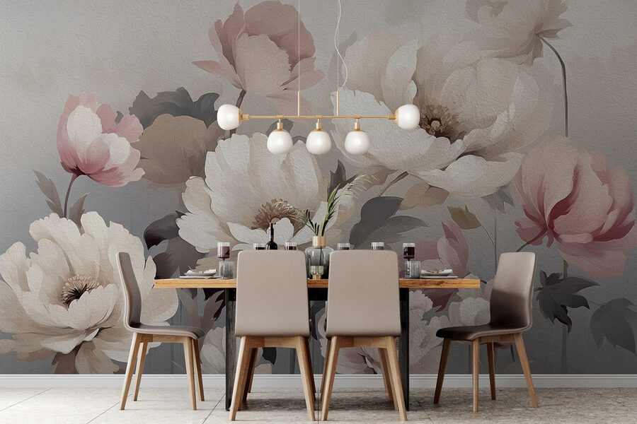 Peinture de fleurs sur un mur