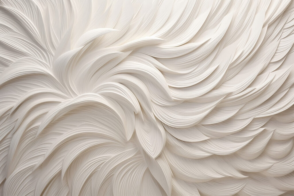 Surface texturée blanche avec plumes blanches Surface texturée blanche avec plumes blanches
