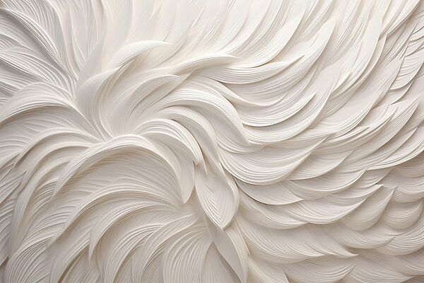 Surface texturée blanche avec plumes blanches Surface texturée blanche avec plumes blanches