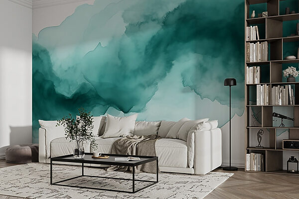 Abstrait aquarelle apaisant dans les tons sarcelle Abstrait aquarelle apaisant dans les tons sarcelle